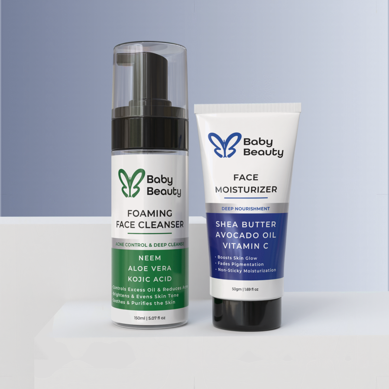 Foaming Face Cleanser + Moisturizer – Combo | Cleanse, Hydrate & Glow