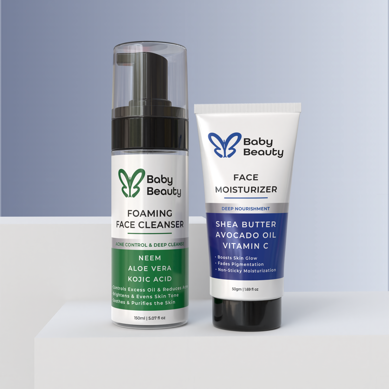 Foaming Face Cleanser + Moisturizer – Combo | Cleanse, Hydrate & Glow